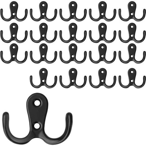 MINKUROW 20 Pezzi Ganci Appendiabiti, Ganci Per Armadi Ganci A Doppia Parete Ganci Appendiabiti Vintage In Metallo Retrò Per Ganci Appendiabiti Bagno Cucina (Nero) (1/5)