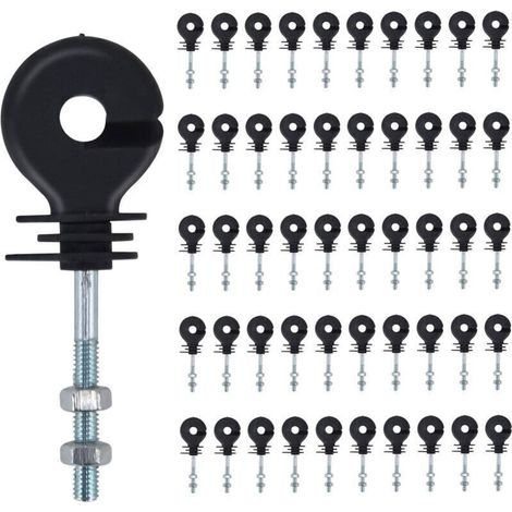 Isolateurs à Visser,50 Pièces isolateur Cloture Electrique Clous d'isolation de clôture électronique Isolateur de Poteau de clôture,Accessoires de clôture électronique,pour Poteau en Bois (1/5)