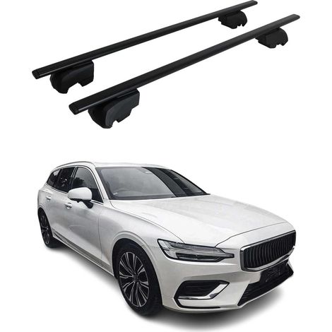 OMAC Barres de toit pour Volvo V60 II 2019-2026 – City Crash tested – ISO PAS 11154:2006 – Antivol inclus – Charge max 75 kg – 2 barres Noir (1/4)