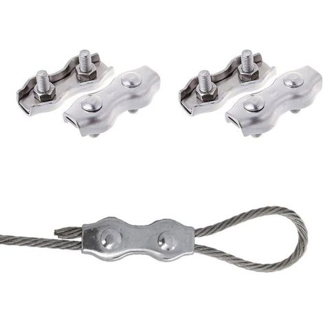 Stahlkabelbinder, Doppelclips, M4-Doppelkabelbinder, Edelstahl-Doppelkabelbinder, M4-Edelstahlkabelbinder, 4 Stück (1/5)