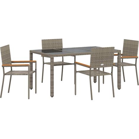 Maison Exclusive - Garten Essgruppe 5 pcs Grau Poly-Rattan