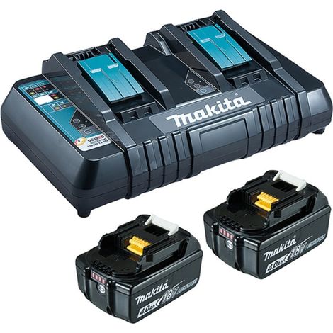 Makita Power Source-Kit 18 V / 2x 4,0 Ah Akku + Doppelladegerät - 199481-4 (1/2)