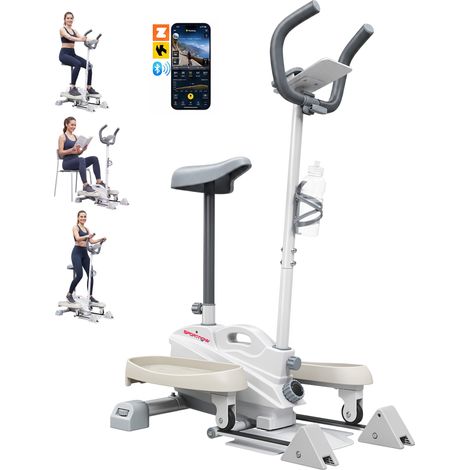 SPORTNOW bicicleta elíptica para casa 3 en 1 silenciosa con asiento, compatible con app, resistencia magnética regulable, pantalla lcd, carga 120 kg (1/5)