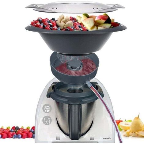 Dampfentsafter für Thermomix TM6 und TM5. Gleichzeitige Extraktion. Natürliche Säfte in 100 Minuten. Praktisches Zubehör für kleine Küchengeräte. (1/4)