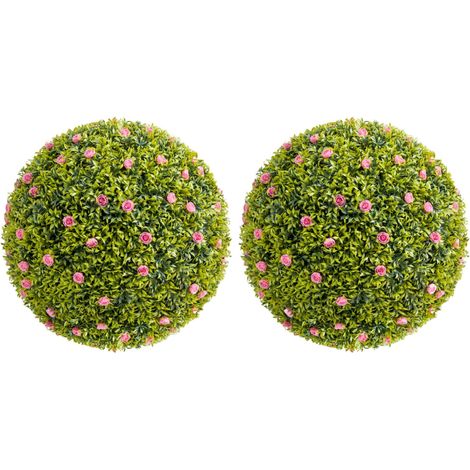 Boules topiaires artificielles réalistes – Plante synthétique avec fleurs roses – Décoration suspendue pour intérieur/extérieurérieur, jardin, mariage – 2pcs, diamètre 52cm (1/5)