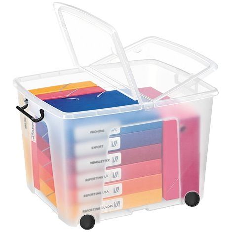 Boîte de rangement plastique Strata 75 litres avec roues - dim : H 41,5 x L 48,5  cm - Lot de 5 (1/2)
