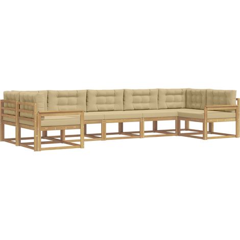 Outdoor-Sofagarnitur 7 stk. 7-Sitzer Weiß und Beige vidaXL (1/5)