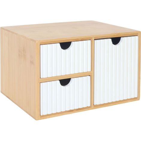 Schubladenbox organizer aus bambus 3 gerippte schubladen