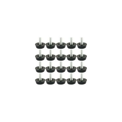 Pieds de nivellement réglables M6 x 20mm – Lot de 20 – À visser pour meubles – Métal et plastique – Protection des surfaces - 20pcs (1/5)