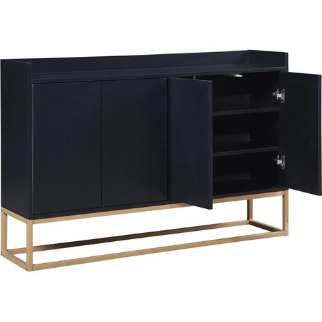 Sideboard 120×80×30 cm, minimalistischer 4-türiger griffloser Buffetschrank für Esszimmer, Wohnzimmer und Küche