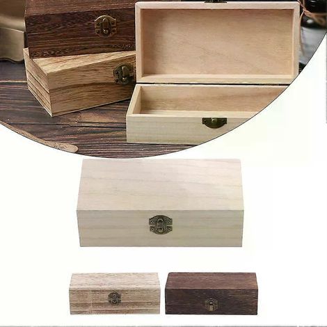 Retro-Schmuckaufbewahrungsbox aus Holz, rechteckige Klappbox, Schreibtisch-Organizer für Halsketten, Armbänder und Ringe - JXLGV (1/4)