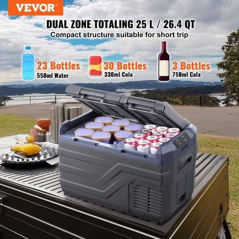 Réfrigérateur Portable à Compression 25 L, Mini Frigo de Voiture 12/24 V CC et 100-240 V CA, Glacière à Double Zone, -20 °C à 20 °C Température Réglable, pour Camion Bateau Maison Camping (1/5)
