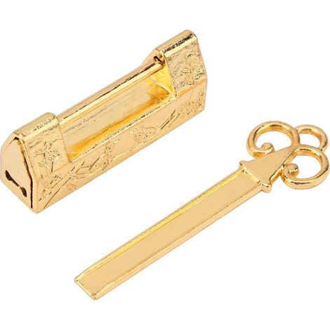 Mini cadenas traditionnel chinois en forme de fleur de pie, petite clé, convient aux meubles anciens, couleur or. (1/2)