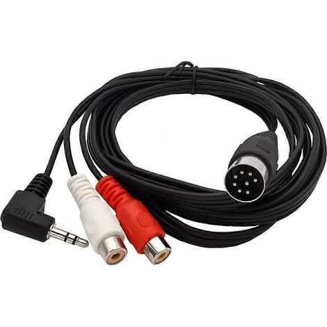 Câble adaptateur DIN 8 broches vers 2 RCA femelle/mâle 3,5 mm (1/4)