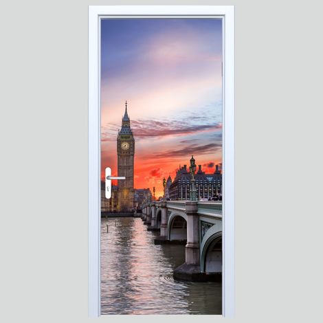Pegatina de tela para puerta Big Ben 273PD