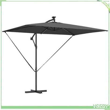 Parasol déporté (banane) - FAFEICY - 294 x 200 x 270 cm - Polyester & aluminium - Bandes LED solaires - Ajustable 360° (1/5)