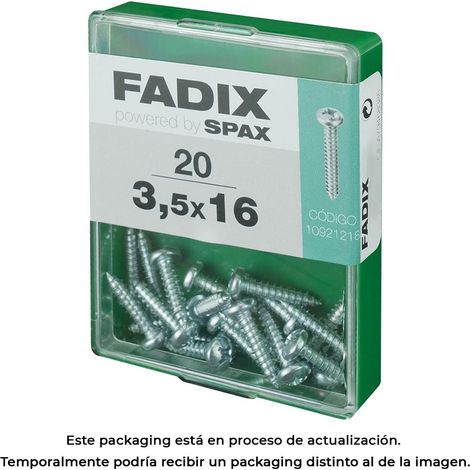 Caja de 20 unidades de tornillo de rosca chapa con cabeza redonda en cinc 3,5x16mm Fadix (1/3)
