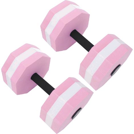 Lot de 2 haltères aquatiques en mousse EVA haute densité, forme diamant, rose et blanc, pour hommes et femmes, entraînement de rééducation en piscine, fitness aérobie. (1/5)
