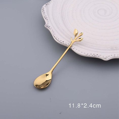 Cuillère À Café En Acier Inoxydable - Forme Feuille - Pour Thé Café Dessert - 1 Pièce (1/5)