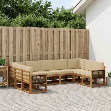 vidaXL Outdoor-Sofagarnitur 9 pcs Natur und Beige Massivholz Akazie (1/5)