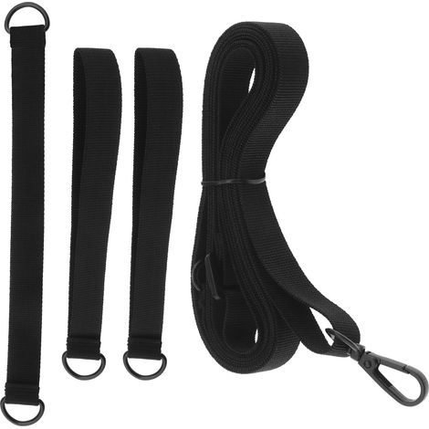 Lot de 4 sangles fixes anti-vent pour grands parasols déportés, à manivelle, convient pour parasol, avec vis de blocage, noir (1/5)