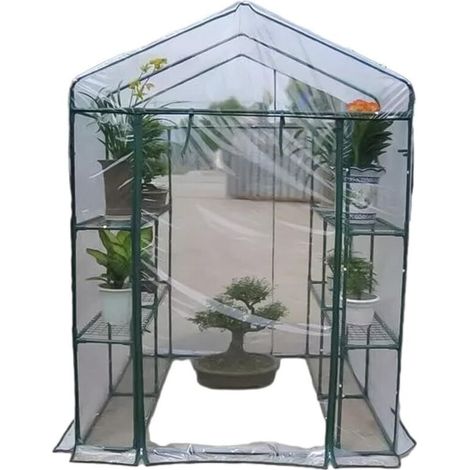 Housse de protection portable en PVC pour mini serre de jardin, plantation, intérieur, extérieur, serre, balcon, 143 x 143 x 195 cm (PVC)。Sans parenthèse (1/5)