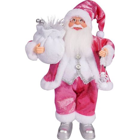 Figurine de Père Noël de 32 cm (12,6 pouces), décoration de Noël debout pour la chambre, la cheminée, le centre de table, la vitrine, ornement. Roseate (1/5)