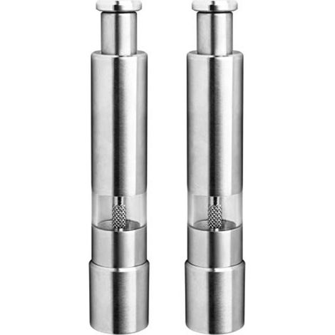 Salz- und Pfeffermühlen-Set aus Edelstahl, manuelle Gewürzmühle für die Küche, tragbare Flaschen zum feinen Mahlen (1/5)