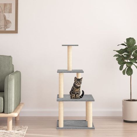 Arbre à chat avec poteaux à griffer en sisal, gris clair, 111 cm (1/5)