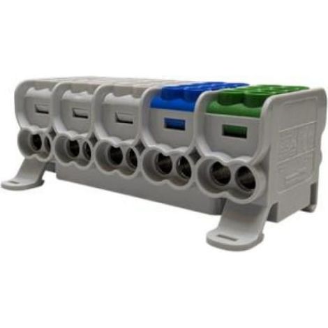 Verteilerblock HLAK25 (MAG) 5P grau, blau, grün 2xAl/Cu 25mm+16mm 1000VAC/1500VDC MAG5253ABG