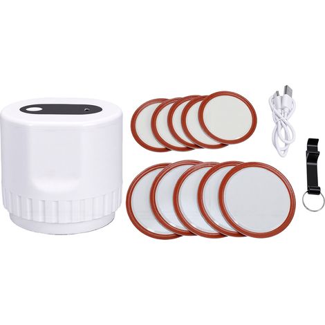 Machine sous vide électrique portable et rechargeable pour bocaux Mason à large ouverture, avec écran LED et 10 couvercles inclus (106 x 106 x 120 mm). Couleur : blanc. (1/5)
