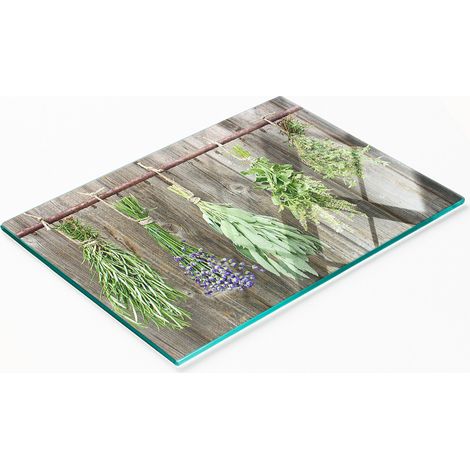 Tagliere decorativo in vetro temperato con cordino per erbe aromatiche, 80x52 cm (1/5)