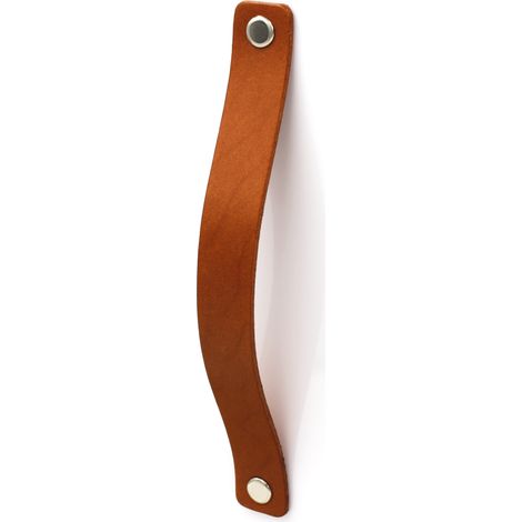 Tirador para mueble 16 cm, piel, color marrón coñac, Black Tree, tiradores para mueble + tornillos (1/3)