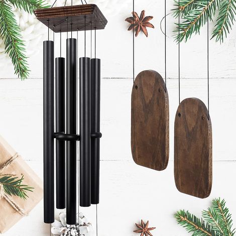 Carillon éolien extra large pour extérieur, ton profond, carillon éolien en bois de 122 cm, cadeau commémoratif pour la fête des mères et Noël, décoration extérieure pour jardin, terrasse (1/5)
