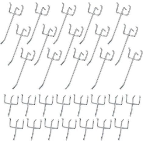 royaluxe-30 Pièces Crochets pour Panneaux Perforés, Crochets pour Panneau Perforé Porte Mural, Crochets Muraux pour Organiser Outils Établi Rayonnages de Magasins - 10cm/5cm