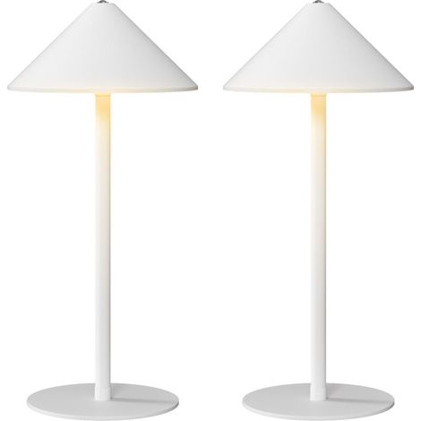 Lampe de table LED, avec câble USB, interrupteur tactile, en métal, rechargeable, blanche (1/5)