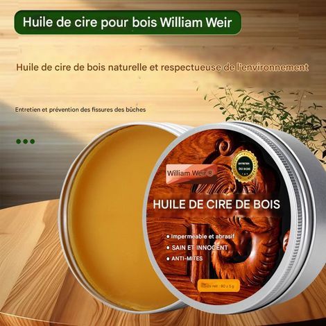 Huile-cire pour bois massif, formule naturelle - Entretien des meubles en bois massif - 200 g (Couleur universelle) Boîte en aluminium (1/5)