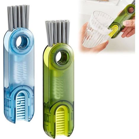 Ecleanfy - Brosse de nettoyage 3-en-1 (lot de 2). Conception multifonction pour un nettoyage efficace des fentes, bouteilles et recoins. (1/5)