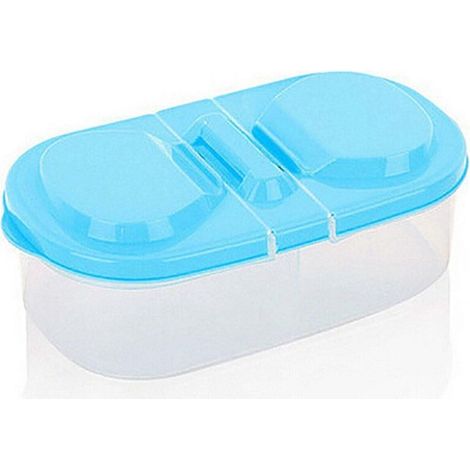 Boîte de conservation alimentaire en plastique à double compartiment avec couvercle, idéale pour la cuisine, le réfrigérateur et le garde-manger. (1/5)