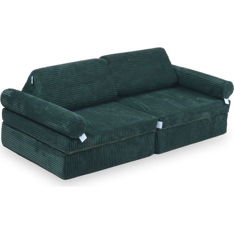 Canapé Montessori Comfort Mini Play en velours côtelé vert (1/4)