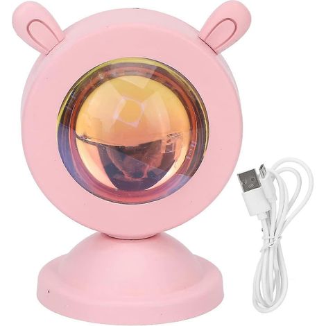 Lampe projecteur de coucher de soleil, adorable lampe LED en forme d'oreilles de lapin, lampe romantique pour une soirée romantique au coucher du soleil. (1/4)
