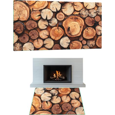 SOPORTE DE CRISTAL PARA CHIMENEA, CRISTAL TEMPLADO, DIMENSIONES 52x45cm, GRÁFICOS, MADERA (1/5)
