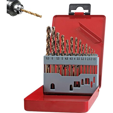 Set di punte da trapano elicoidali rivestite in titanio con custodia. (1/5)