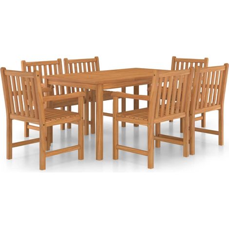 Ensemble de salle à manger de jardin meuble extérieur 7 pièces bois de teck solide (1/4)