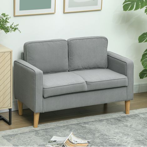 Sofá 2 plazas compacto con almacenaje, efecto terciopelo, 117 x 63 x 79 cm, gris claro (1/5)