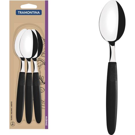 Cuillères de table noir 3pcs. Inox et polypropylène. (1/4)
