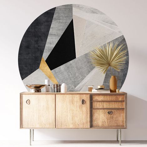 Sticker mural rond / cercle - Motif géométrique - Diamètre 30 cm - Adhésif MAT (1/3)