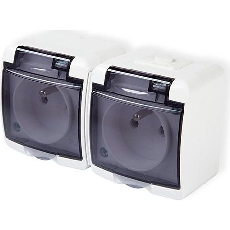 Karlik Junior weiß - Doppel-Aufputzsteckdose IP54 - GHE-2d