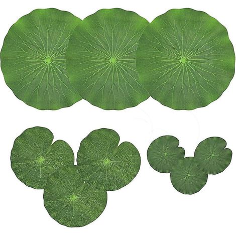 Packung mit 9 künstlichen, schwimmenden Lotusblättern aus Schaumstoff Seerosenblatt-Dekorationen, Grün (10 cm) (1/5)