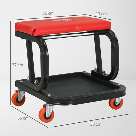 Tabouret d'atelier robuste et confortable, 38 x 35 x 37 cm, rouge/noir (1/5)